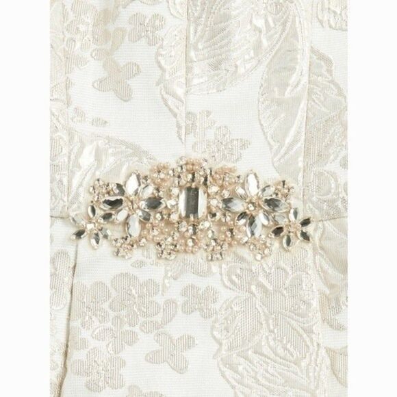 New! BETSY & ADAM Embellished-Waist Brocade High-Low Party Dress Gown Size 4 - Picture 3 of 7